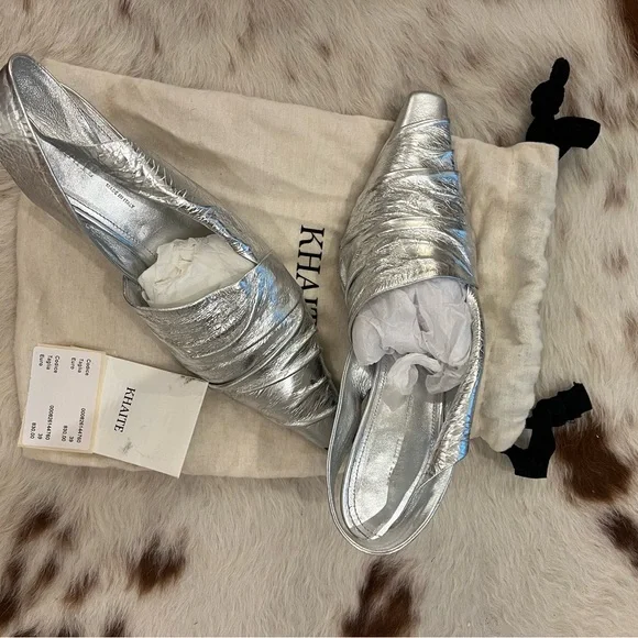 Khaite Metallic Leather Slingback Pumps